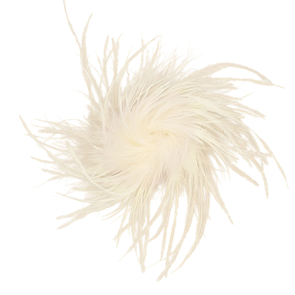 Ostrich Feather Brooch in Cream | Handmade in Seattle WA | Pandemonium Millinery