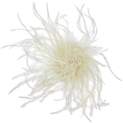 Ostrich Feather Brooch in Cream | Handmade in Seattle WA | Pandemonium Millinery