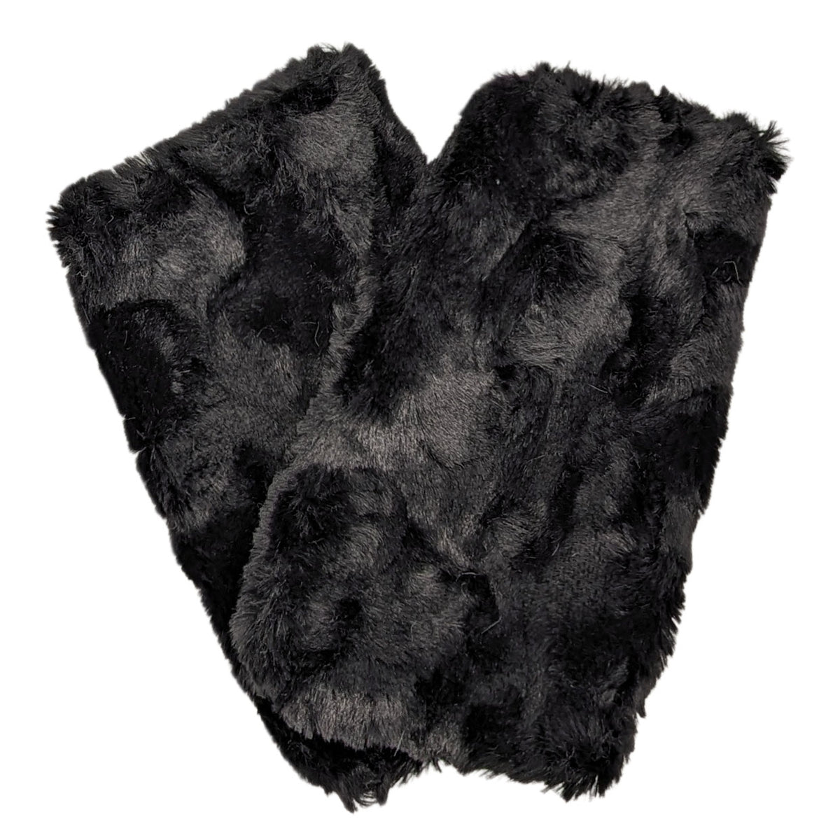 Men&#39;s Fingerless Gloves | Cuddly Faux Fur in Black | Handmade by Pandemonium Millinery Seattle, WA USA