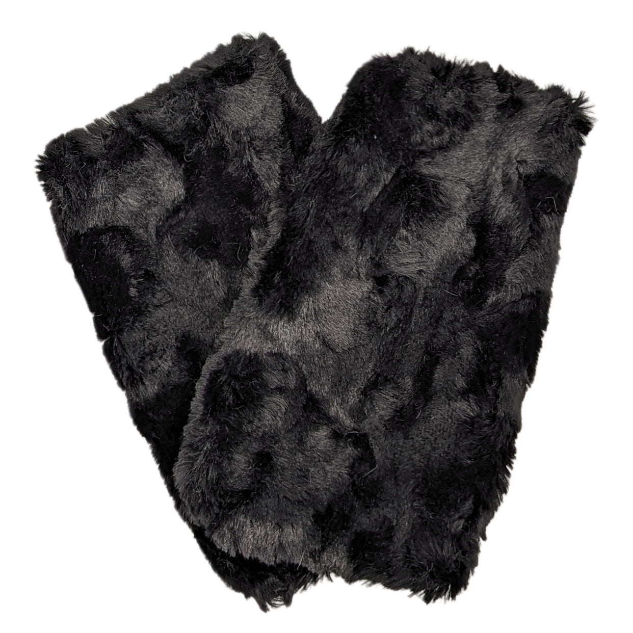 Men's Fingerless Gloves | Cuddly Faux Fur in Black | Handmade by Pandemonium Millinery Seattle, WA USA