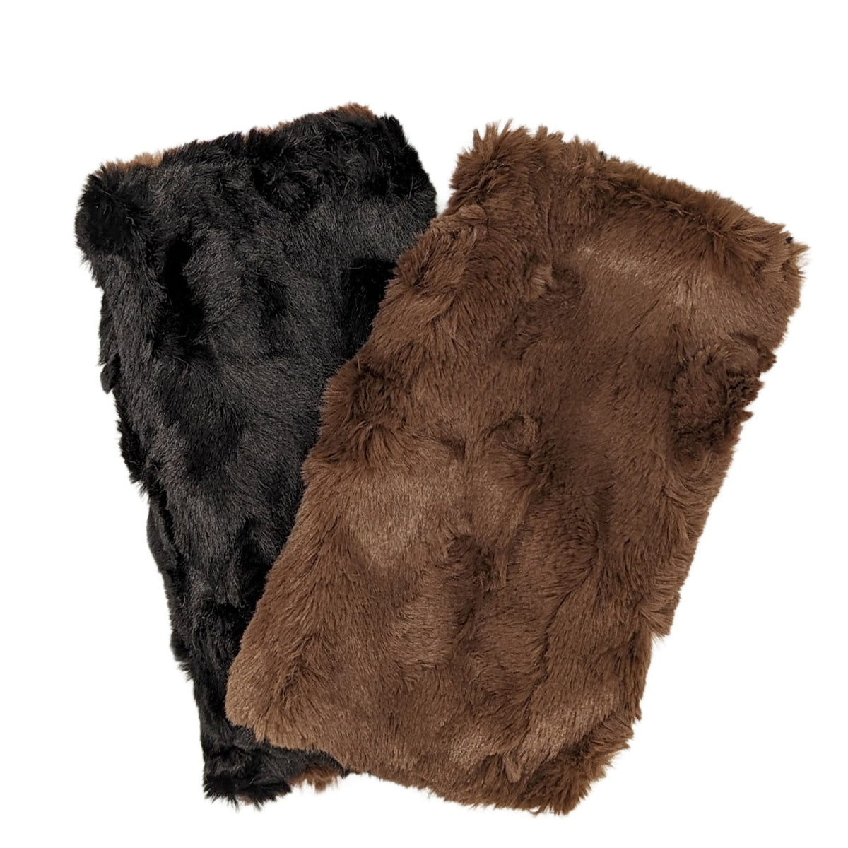 Fingerless Texting Gloves | Cuddly Faux Fur in Chocolate lined Black Faux Fur | Pandemonium Millinery