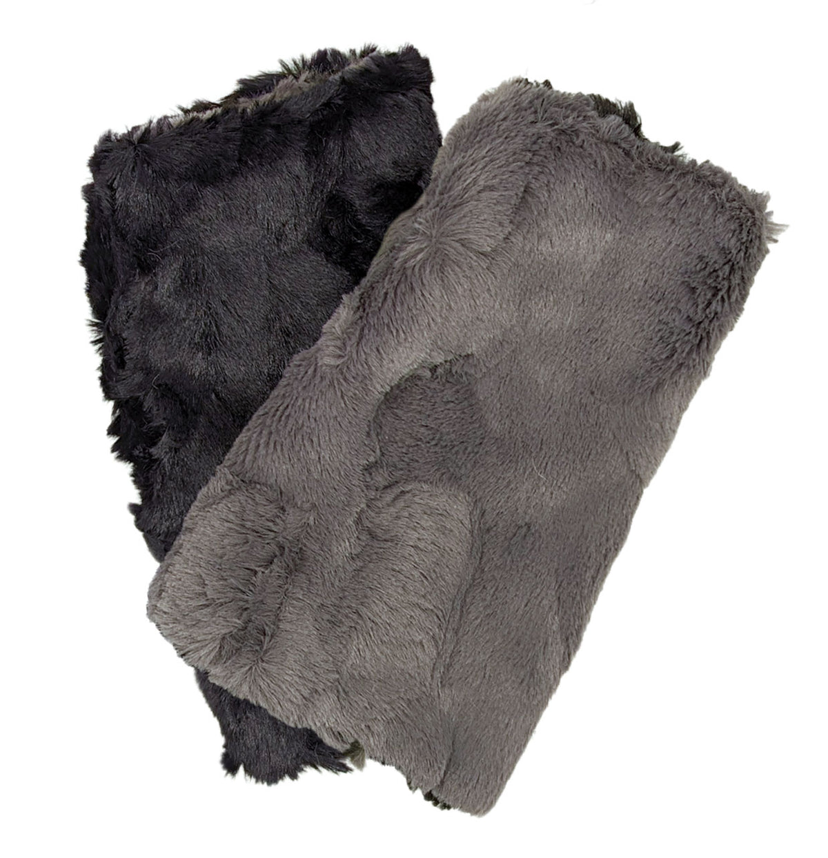 Fingerless Gloves | Cuddly Gray and Black Faux Fur | Pandemonium Millinery