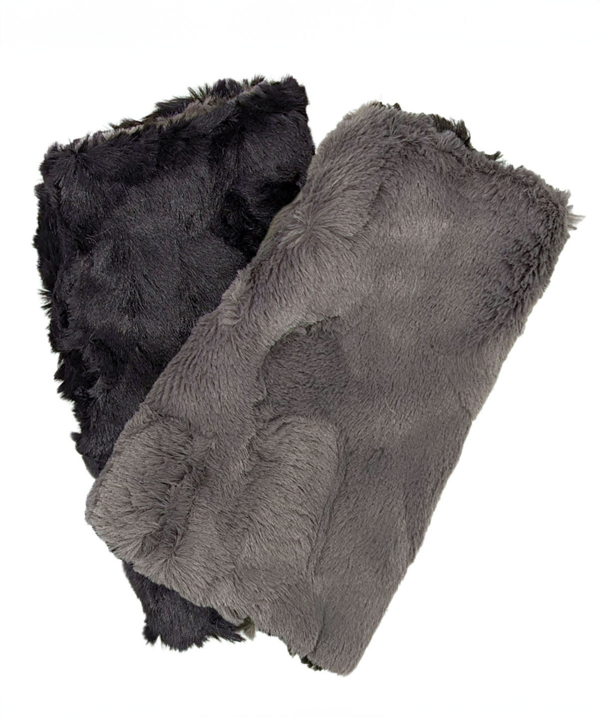 Men&#39;s Fingerless Texting Gloves | Cuddly Gray Lined with Black Faux Fur | Pandemonium Millinery