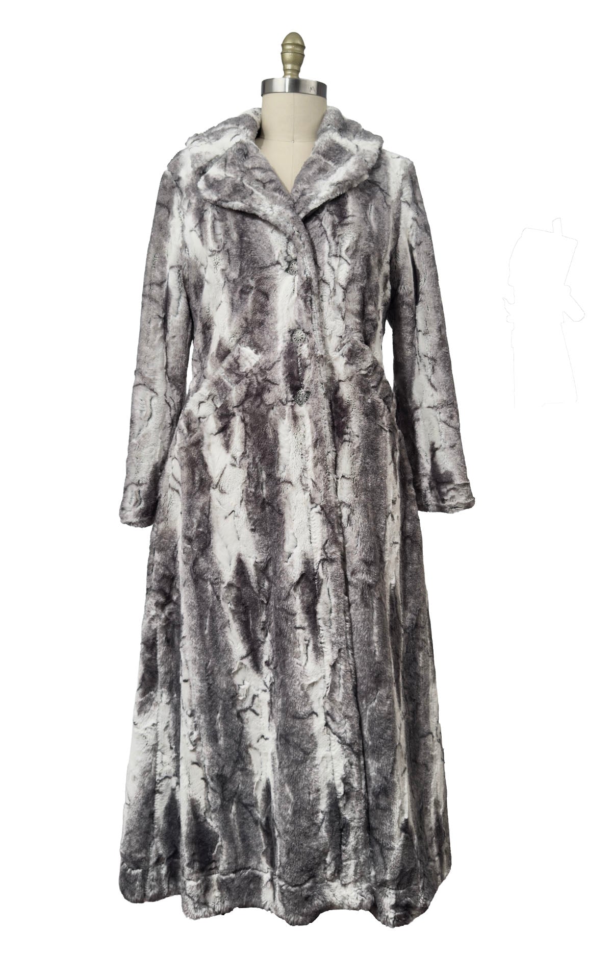 Hayworth Coat in Classic Luxury Smoke Show Faux Fur.  Made in Seattle, WA, USA by Pandemonium Seattle.
