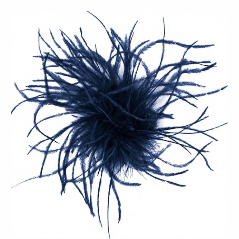 Ostrich Feather Brooch in Heirloom Navy | Handmade in Seattle WA | Pandemonium Millinery