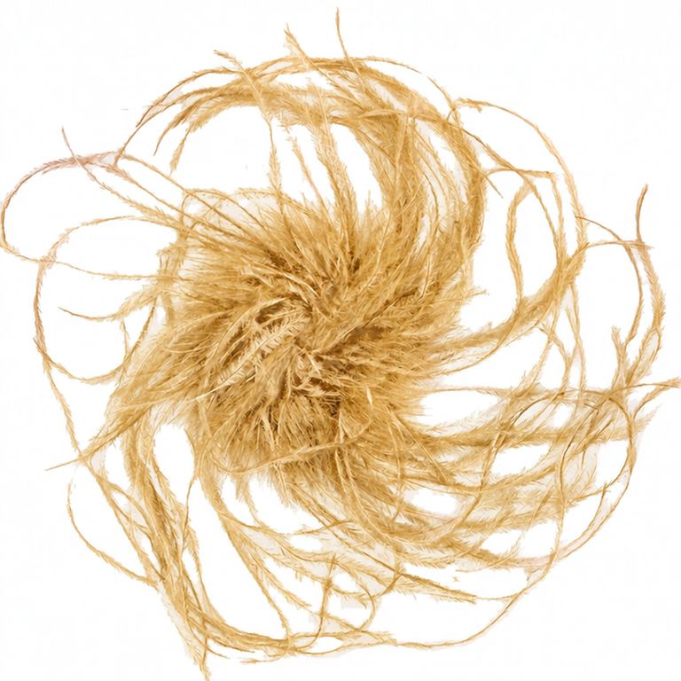Ostrich Feather Brooch in Honeycomb | Handmade in Seattle WA | Pandemonium Millinery