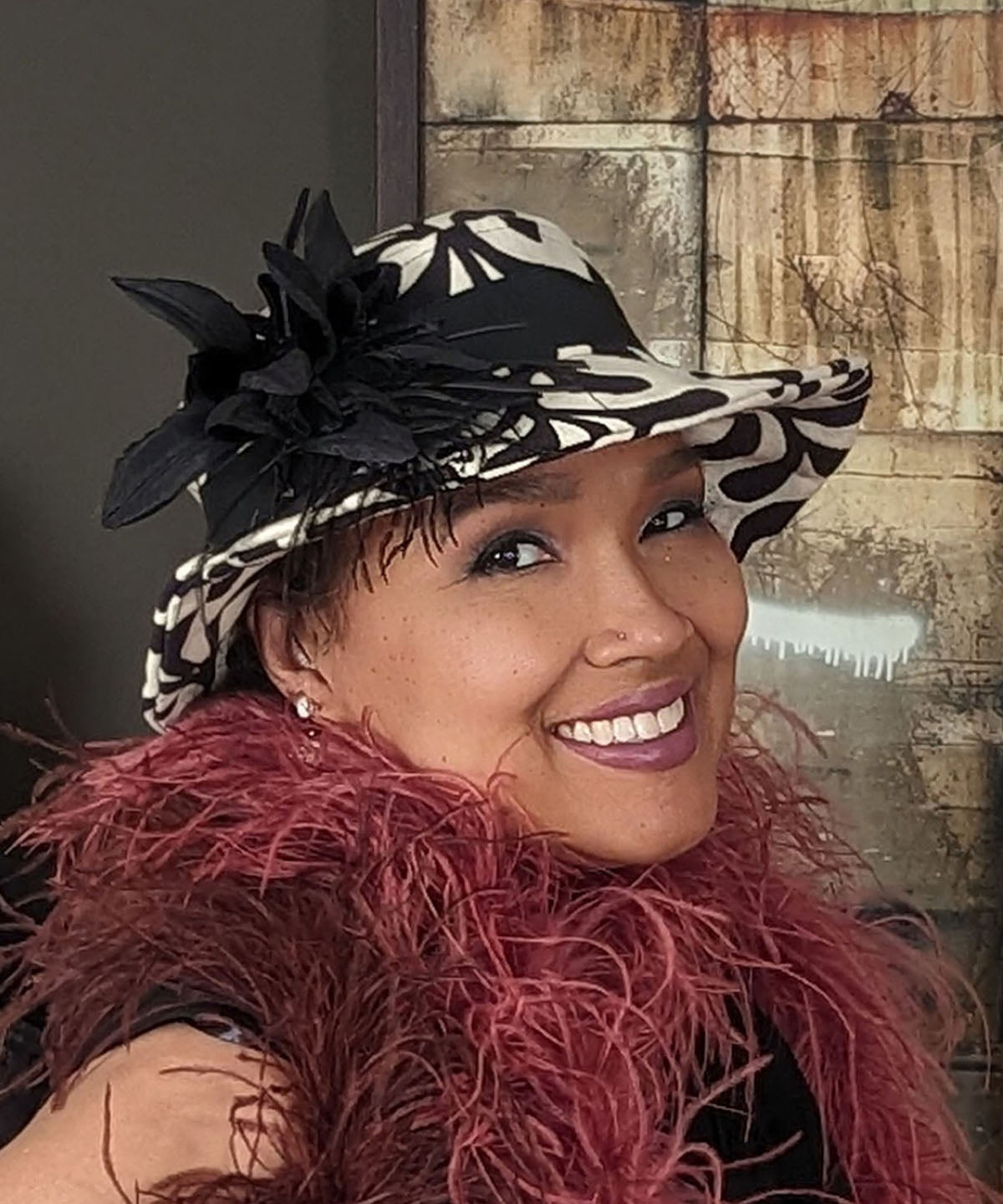 Katherine Hat | White Pepper Paisley Upholstery | Pandemonium Millinery Handmade Seattle USA