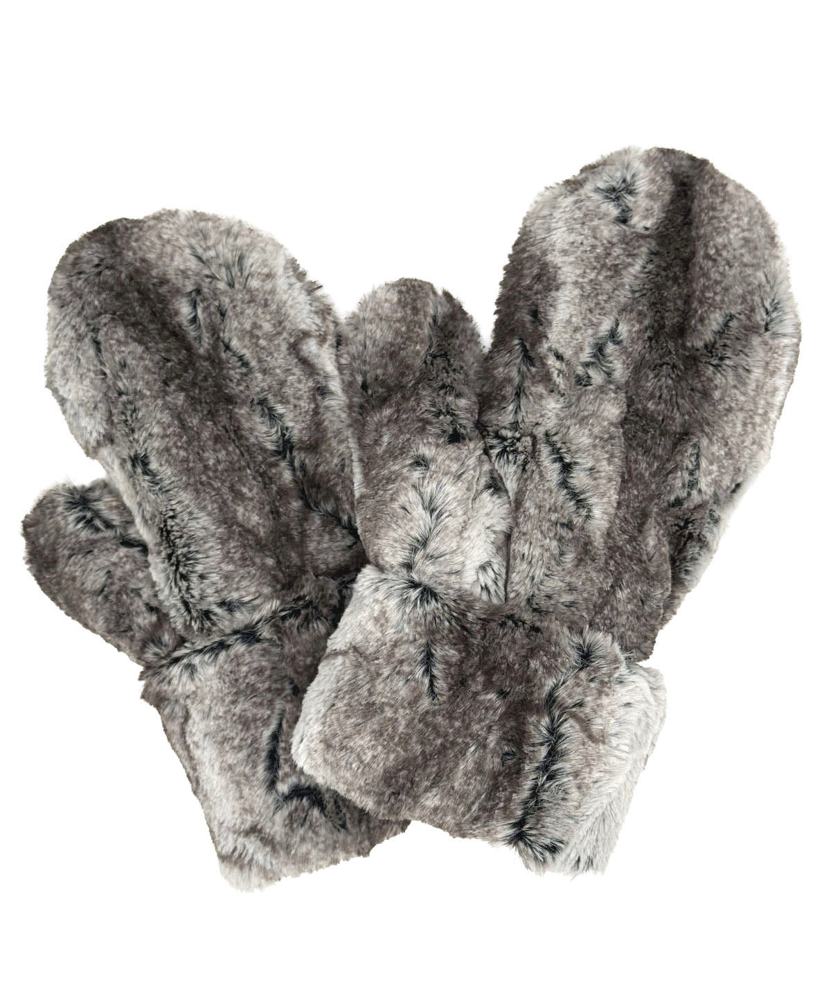Mittens in Classic Luxury Rock Steady Faux Fur lined with Cuddly Faux Fur. Made in Seattle, WA, USA by Pandemonium Seattle.