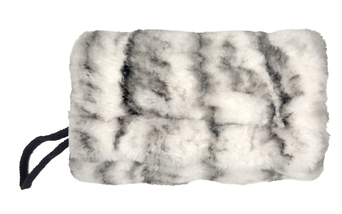  Faux Fur  Hand Muff in Royal Opulence in Cherry Bomb with Cuddly Black lining. Made in Seattle, WA, USA by Pandemonium Seattle.