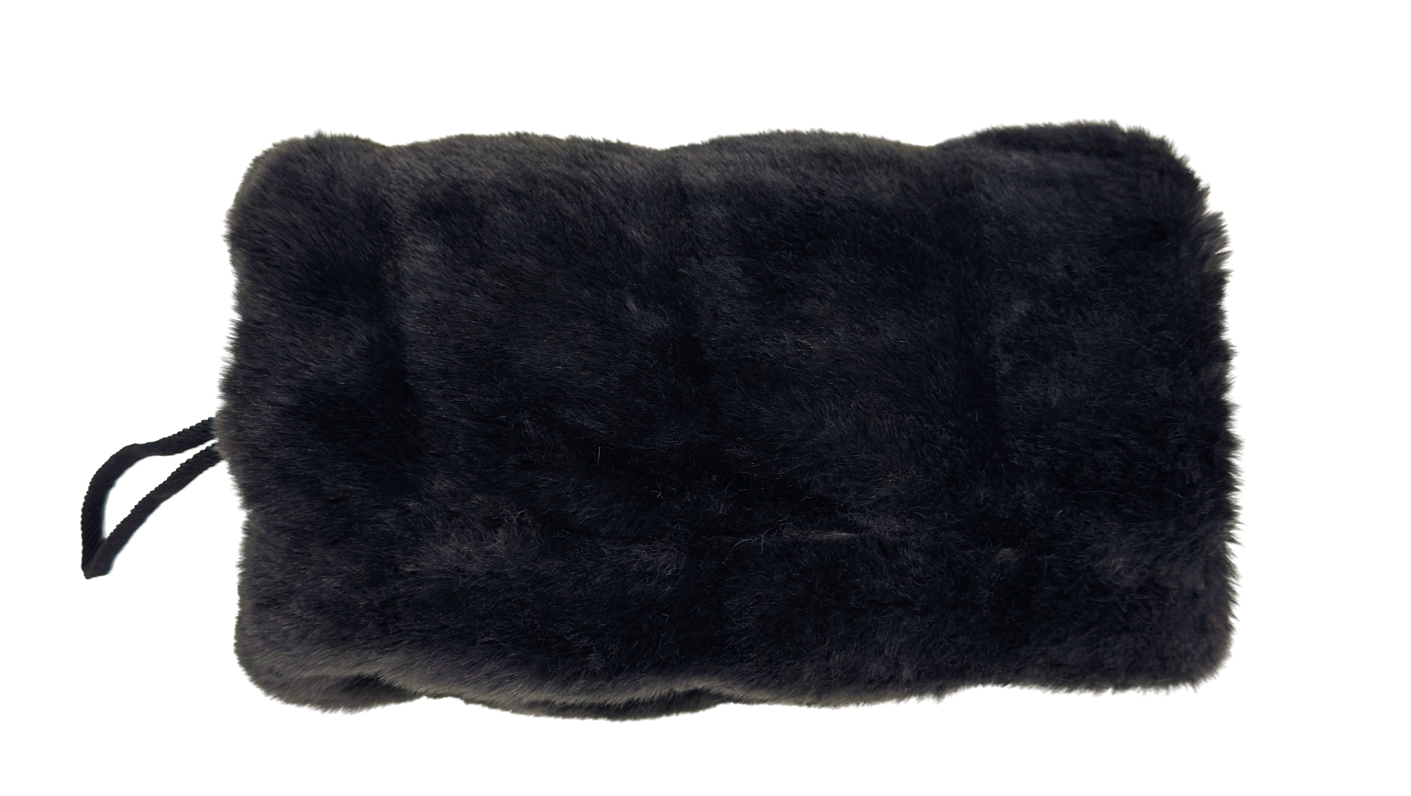 Muff in Royal Opulence in Onyx Faux Fur with Cuddly Black lining. Made in Seattle, WA, USA by Pandemonium Seattle.
