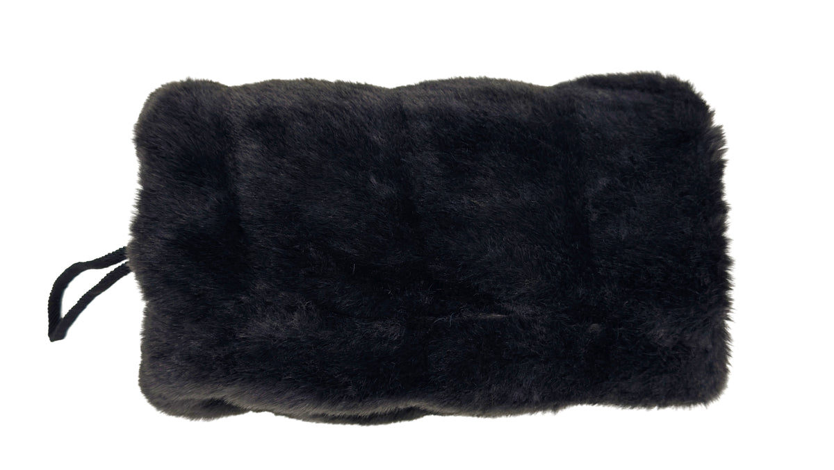 Muff in Royal Opulence in Onyx Faux Fur with Cuddly Black lining. Made in Seattle, WA, USA by Pandemonium Seattle.