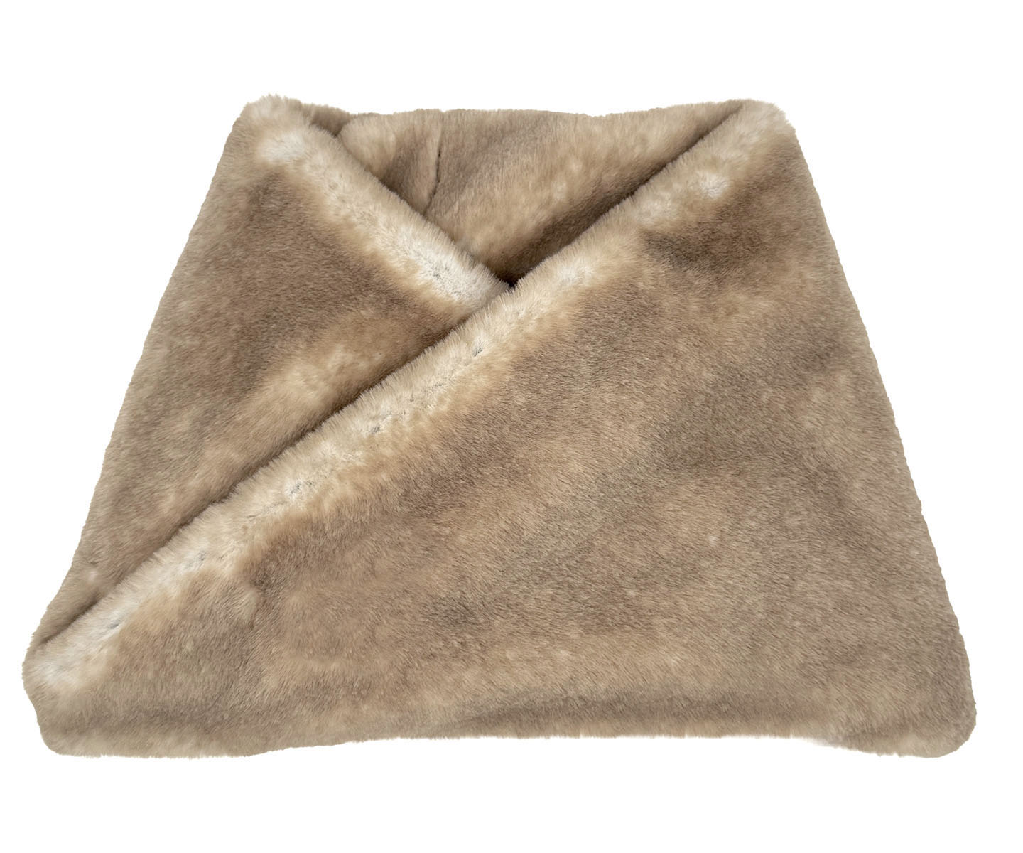 Neck Warmer in Coastal Plush Golden Bluff Faux Fur. Made in Seattle, WA, USA by Pandemonium Seattle.