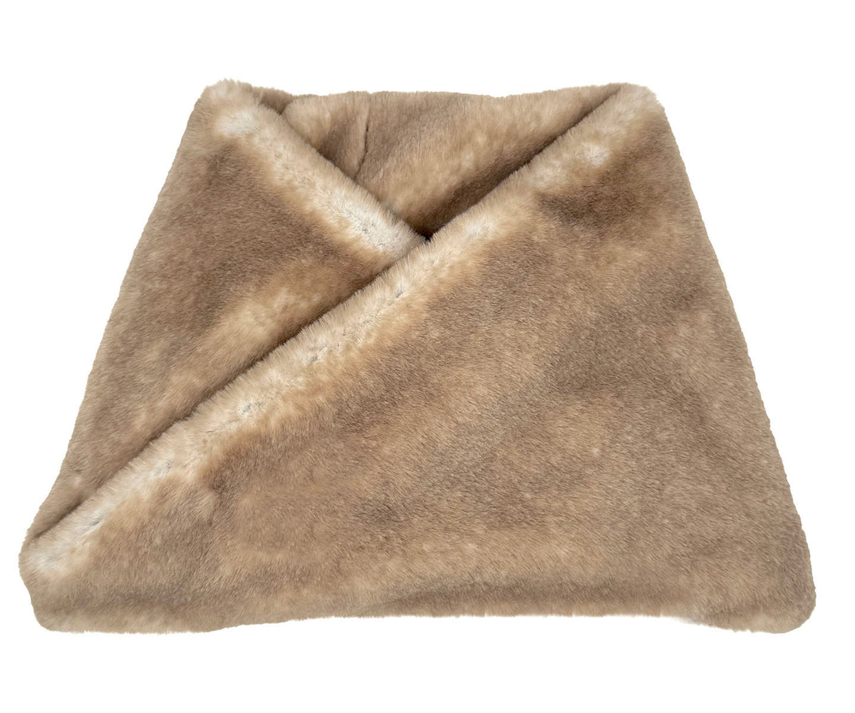 Neck Warmer in Coastal Plush Golden Bluff Faux Fur. Made in Seattle, WA, USA by Pandemonium Seattle.