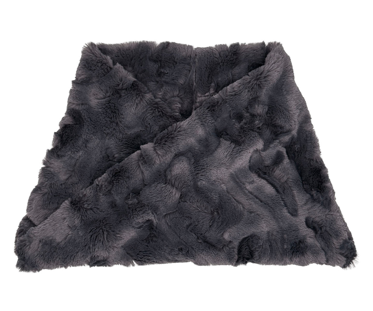 Neck Warmer in Cuddly Smoky Faux Fur. Made in Seattle, WA, USA by Pandemonium Seattle.