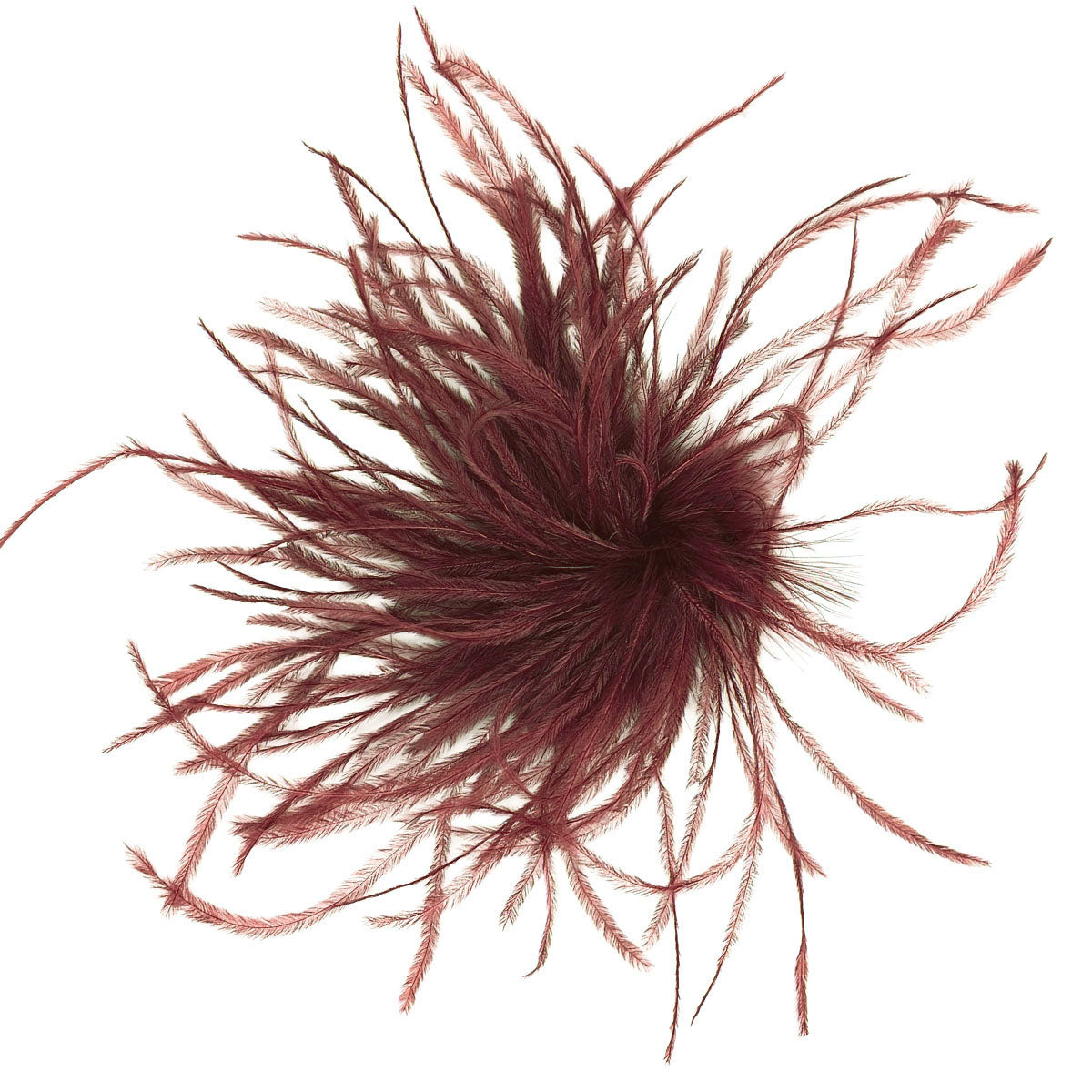 Ostrich Feather Brooch in Pomegranate | Handmade in Seattle WA | Pandemonium Millinery