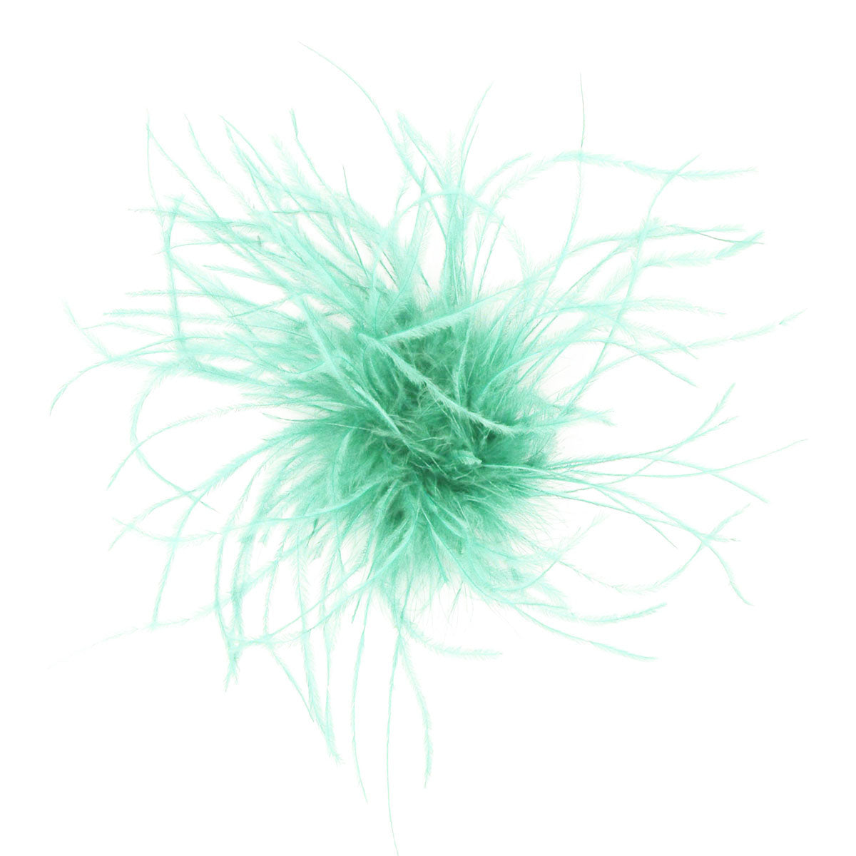 Ostrich Feather Brooch in Sea Foam | Handmade in Seattle WA | Pandemonium Millinery