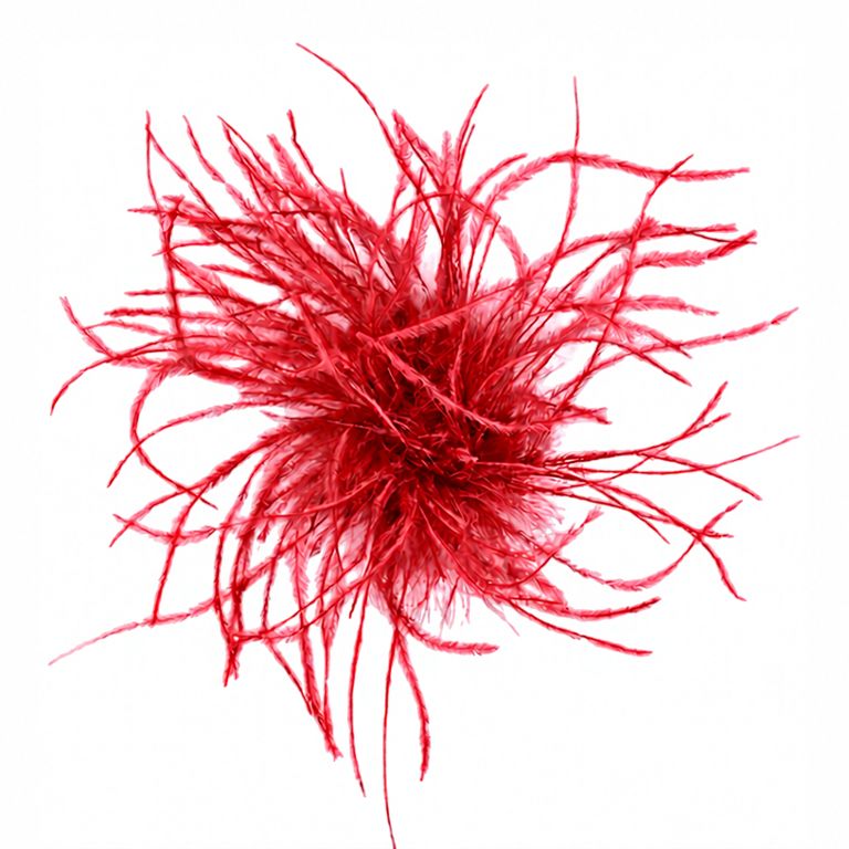 Ostrich Feather Brooch in Paprika | Handmade in Seattle WA | Pandemonium Millinery