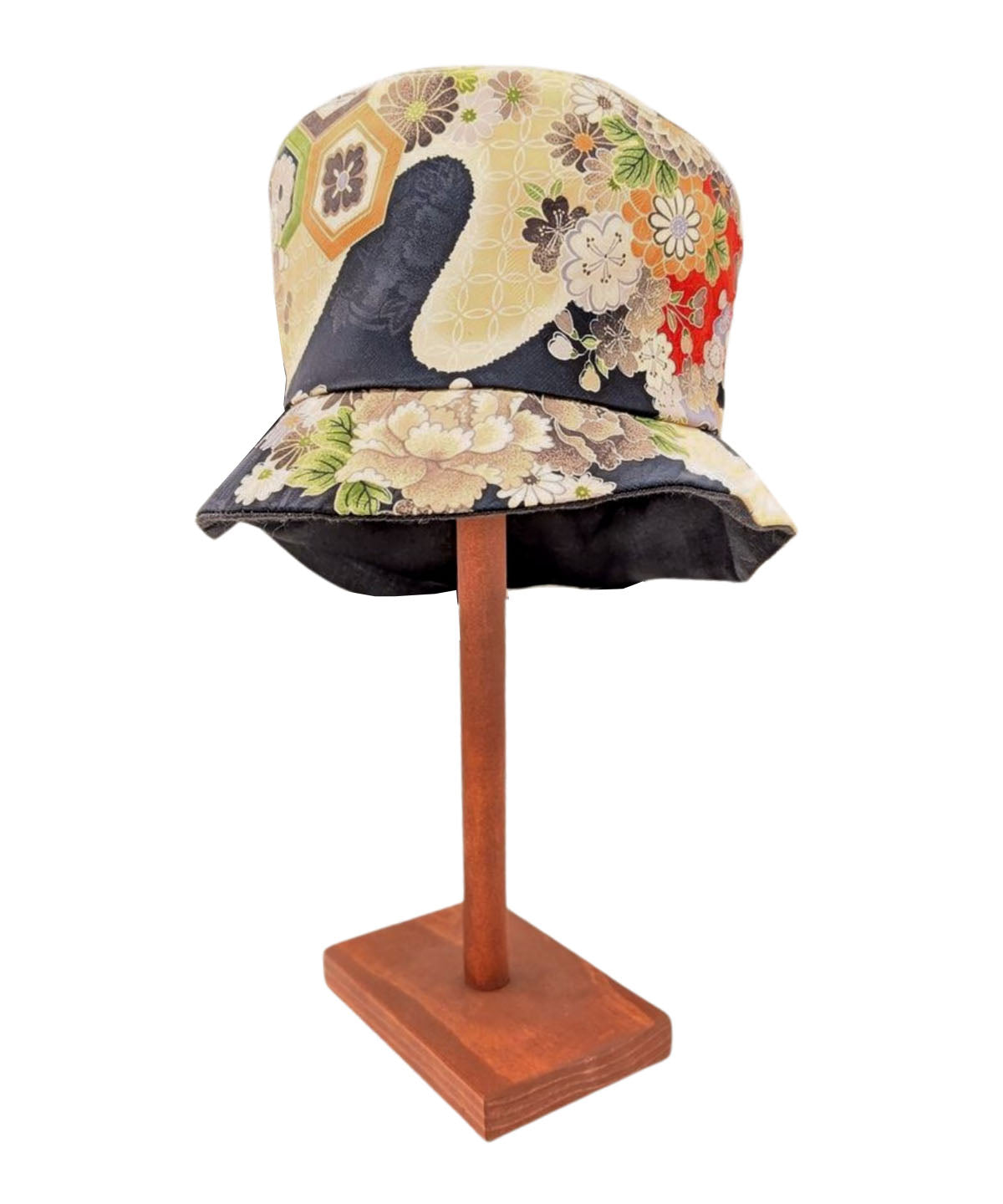 Women&#39;s Riley Cloche Hat in Midnight Blossom Kimono Fabric | Handmade in Seattle WA | Pandemonium Millinery