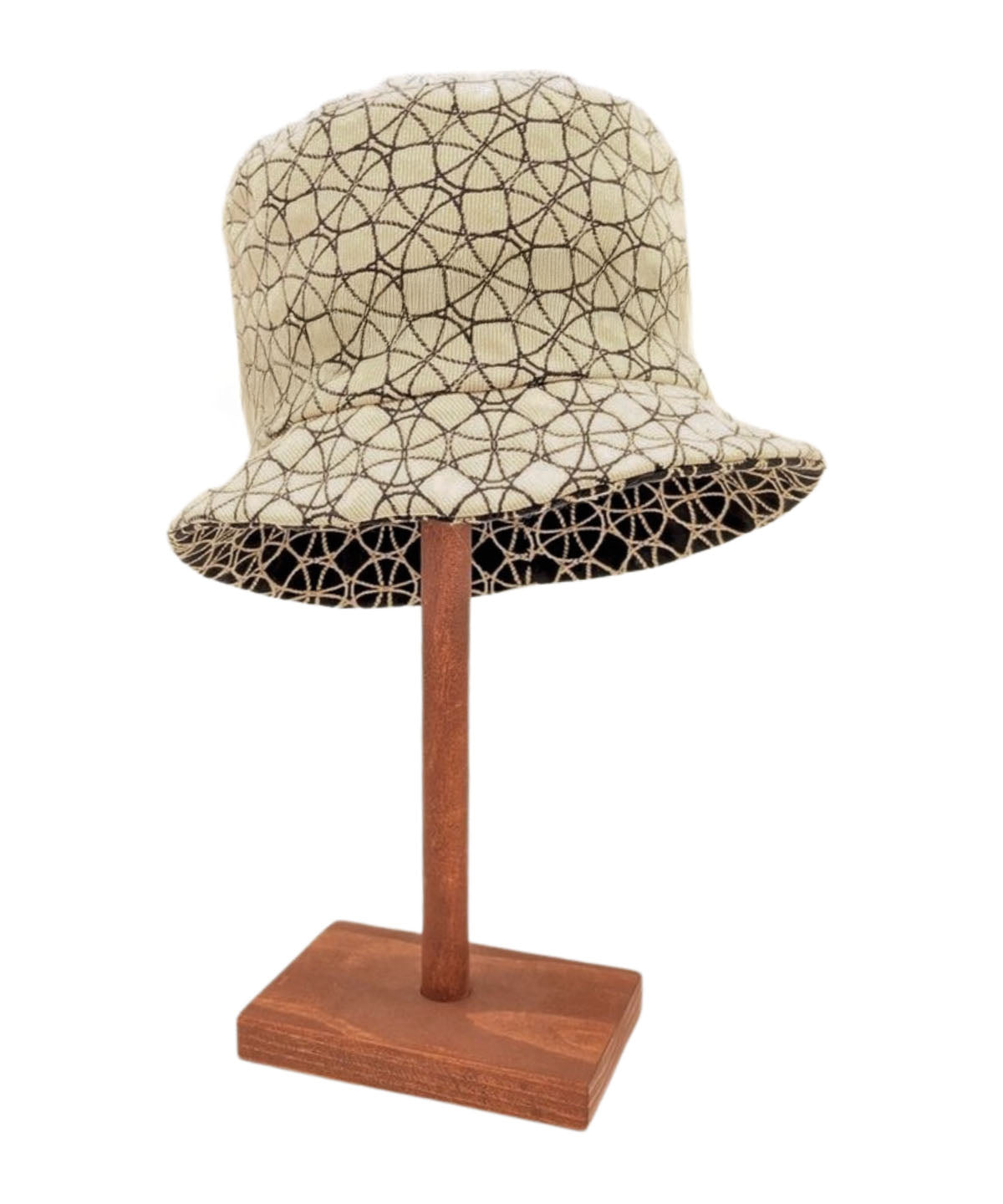 Women's Riley Cloche Hat in White and Black Cotton Twill | Handmade in Seattle WA | Pandemonium Millinery