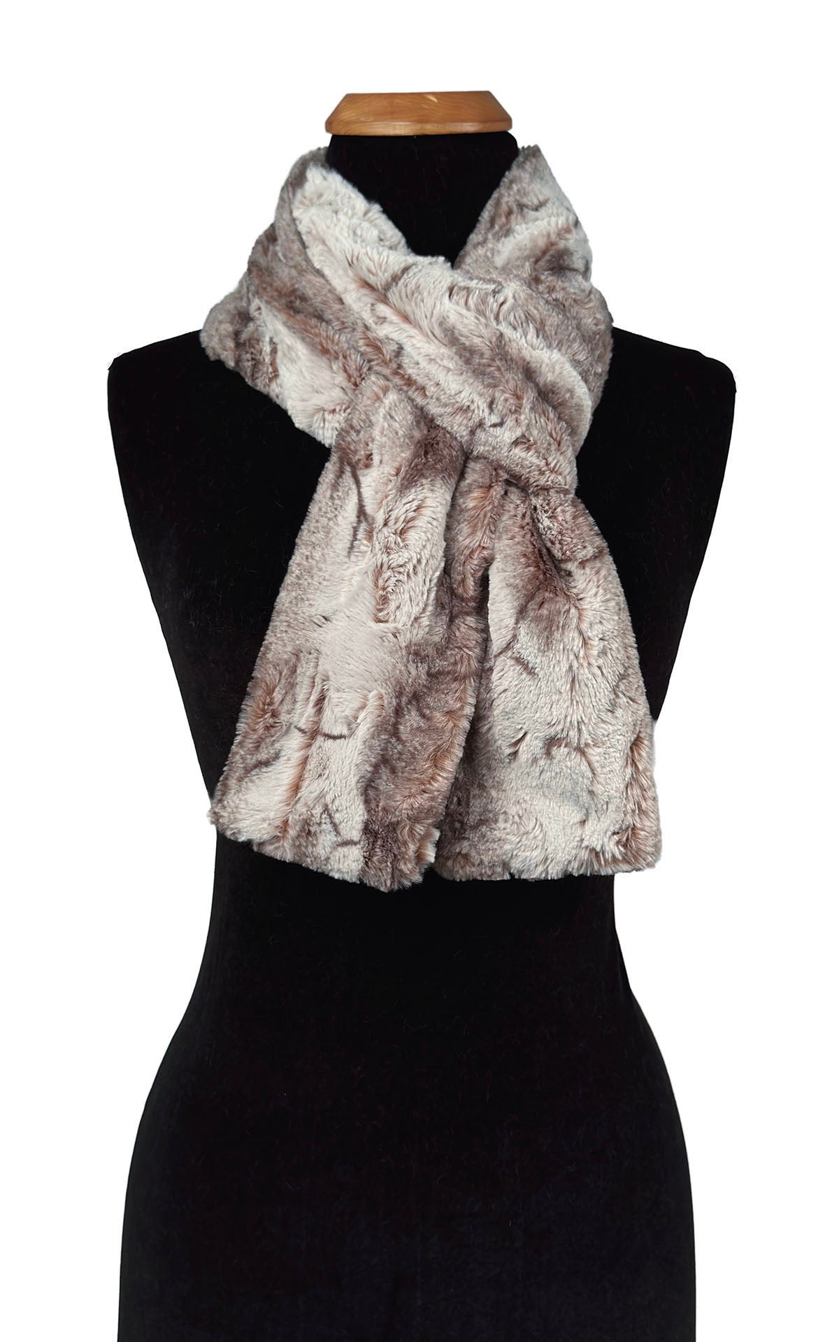 Classic Skinny Scarf in Luxury Rusty Rock Faux Fur. Made in Seattle, WA, USA by Pandemonium Seattle.