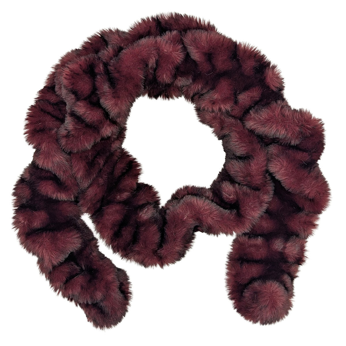   Royal Opulence Skinny Scarf in Cherry Bomb Faux Fur.  Made In Seattle Washington, USA by Pandemonium Seattle