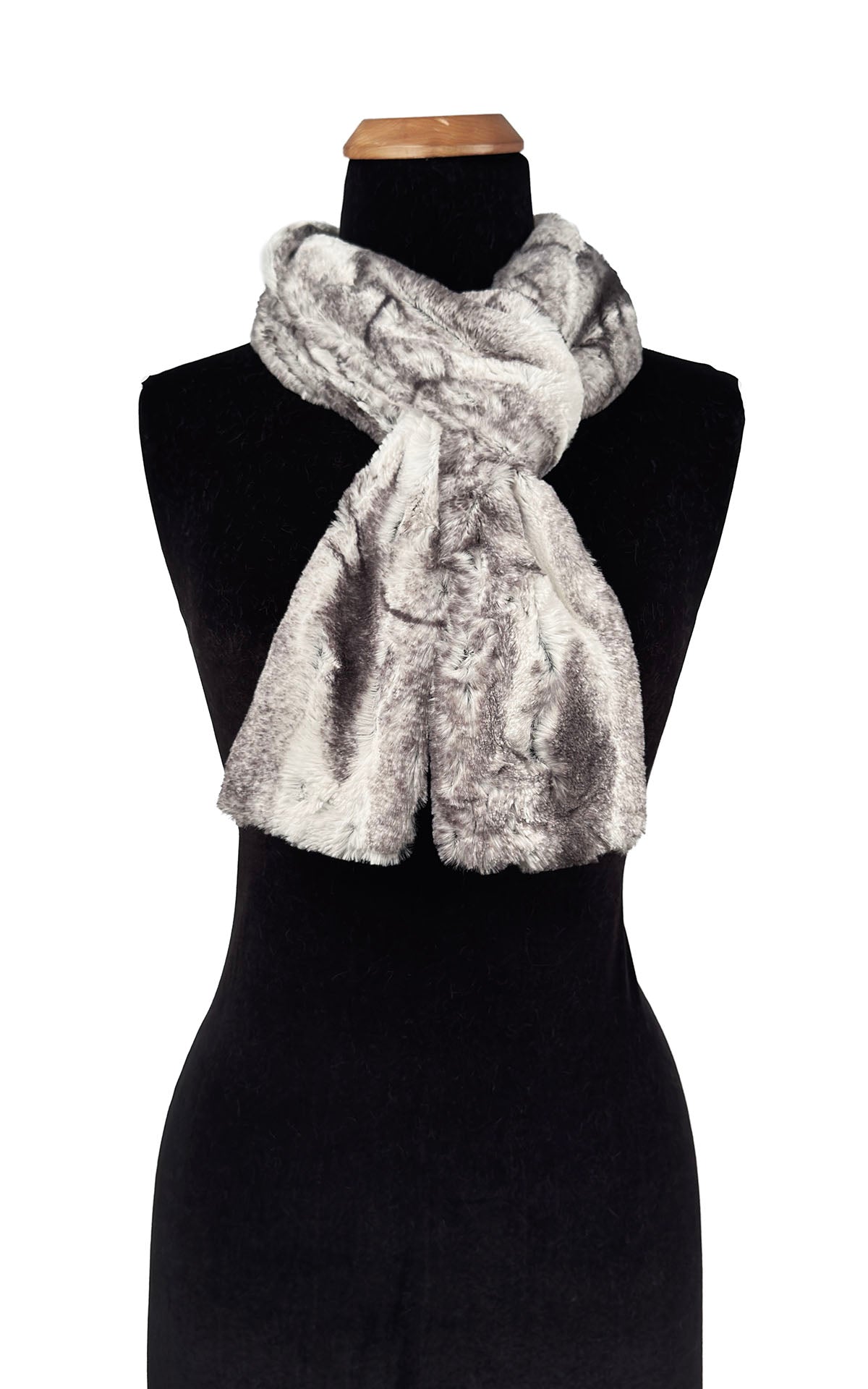 Classic Skinny Scarf in Luxury Smoke Show Faux Fur. Made in Seattle, WA, USA by Pandemonium Seattle.