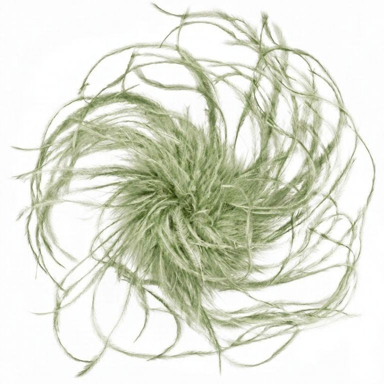 Ostrich Feather Brooch in Soft Sage | Handmade in Seattle WA | Pandemonium Millinery