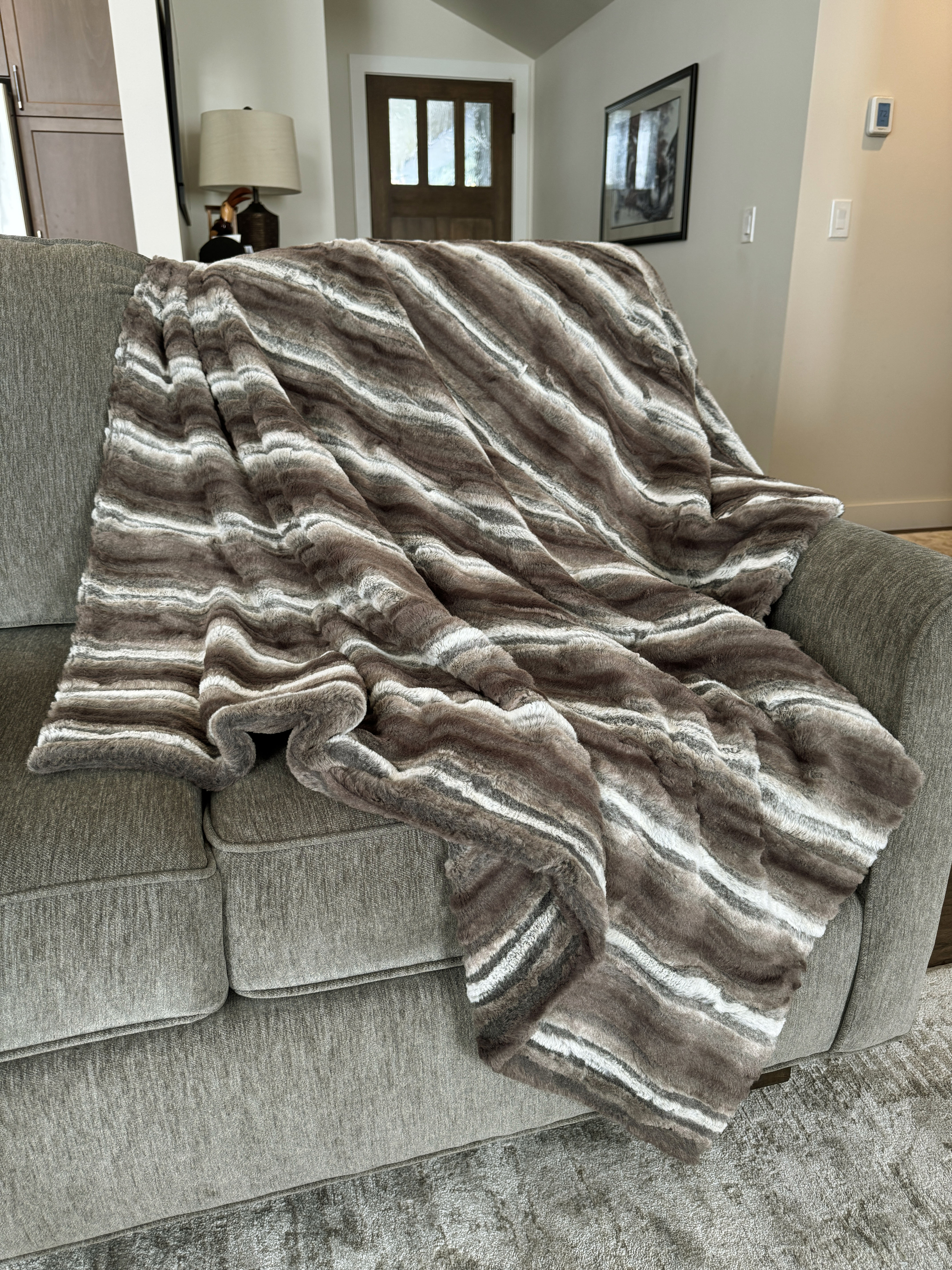 Throw in Plush Faux Fur in Willows Grove  handmade in Seattle WA USA