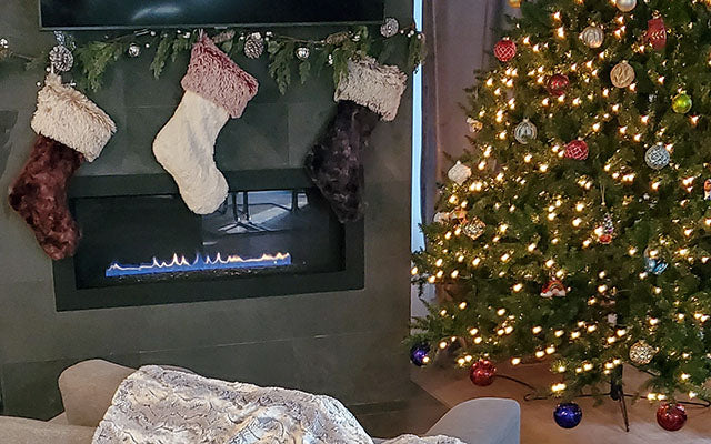 Holiday Stocking - Berry Foxy Faux Fur Cuff with Cuddly Ivory Body - Handmade in Seattle, WA by Pandemonium Millinery