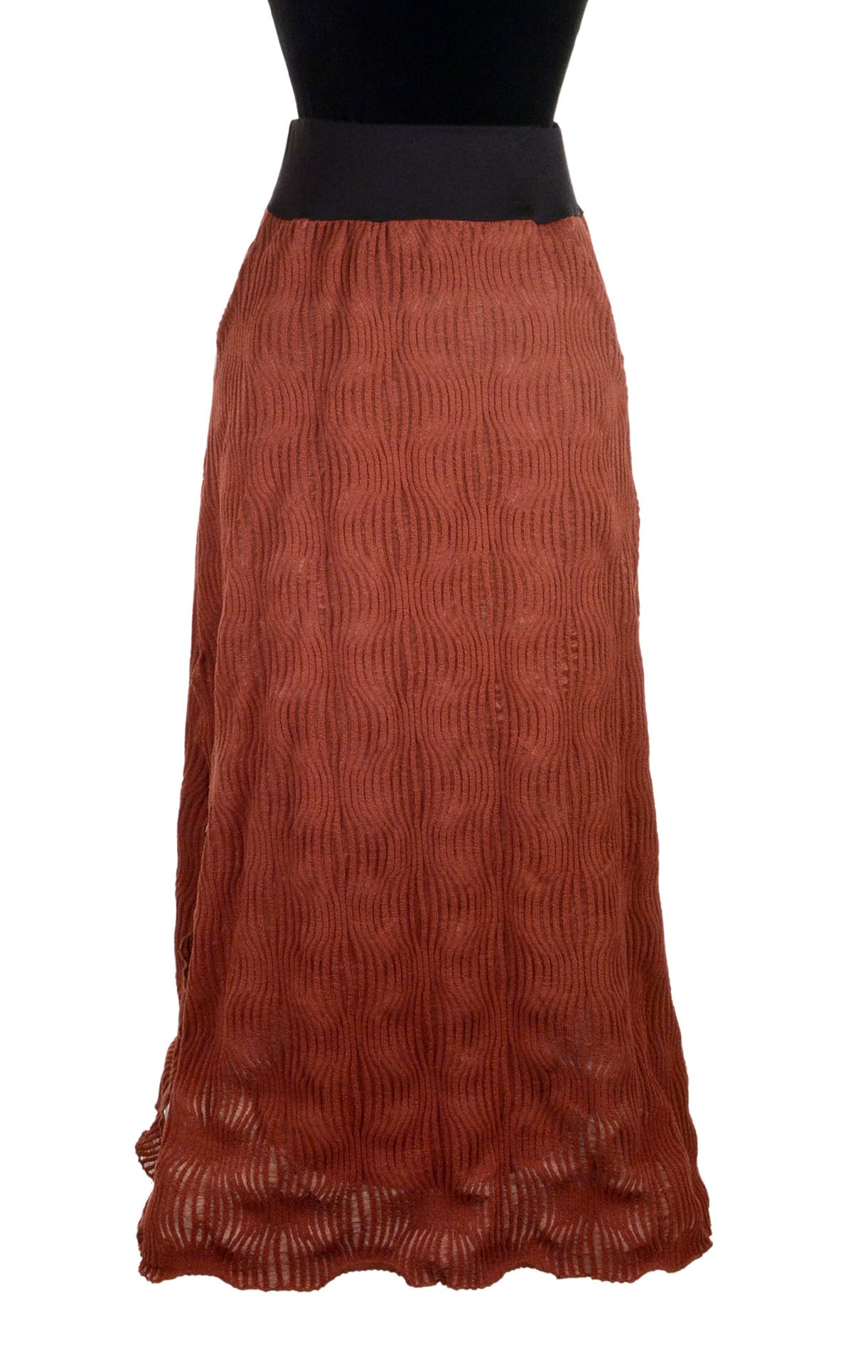 Product photo of A-Line Skirt in Burnt Sienna, from the LYC/Pandemonium Seattle Fractal Collection. Handmade in Seattle, WA, USA.
