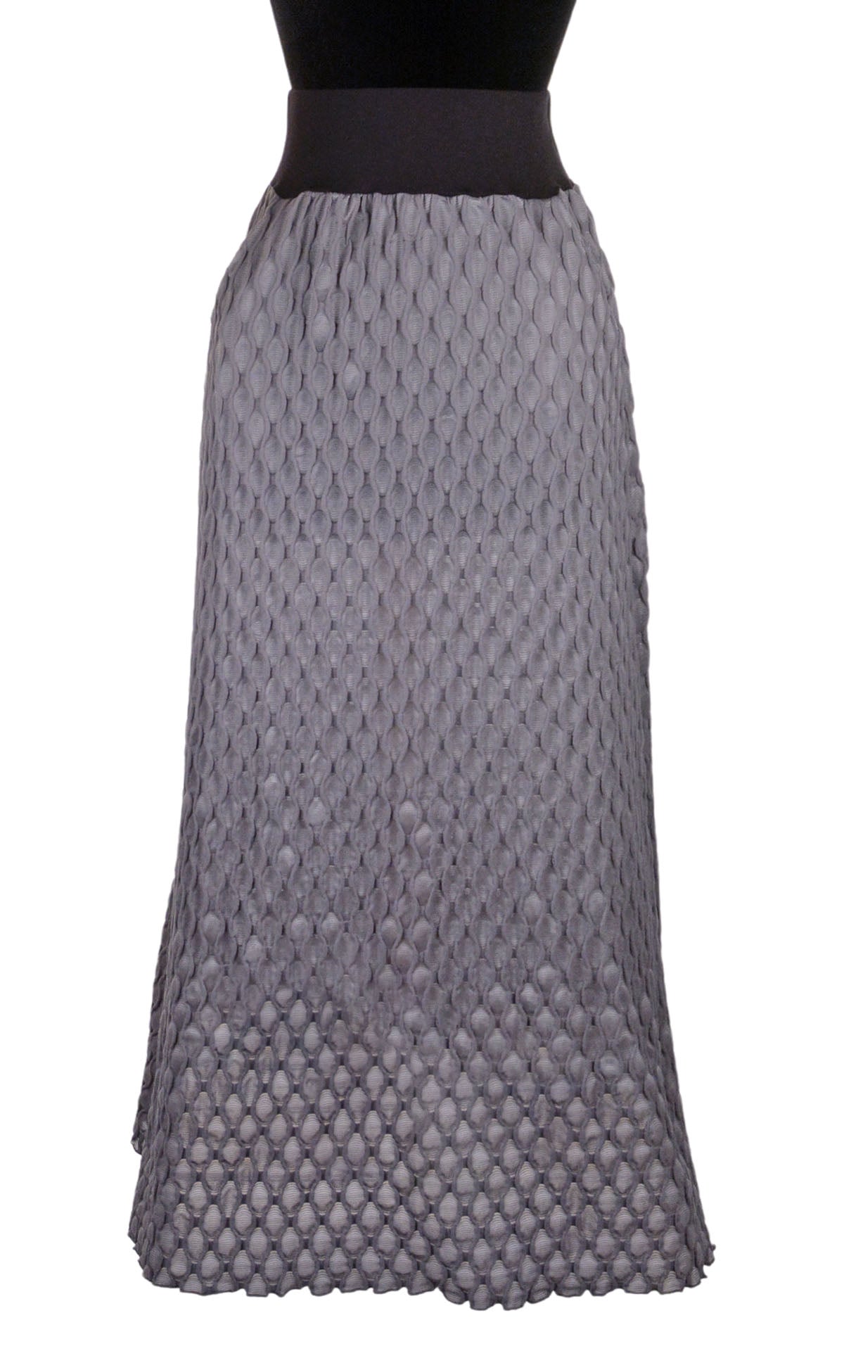 Product photo of A-Line Skirt in Gray, from the LYC/Pandemonium Seattle Fractal Collection. Handmade in Seattle, WA, USA.