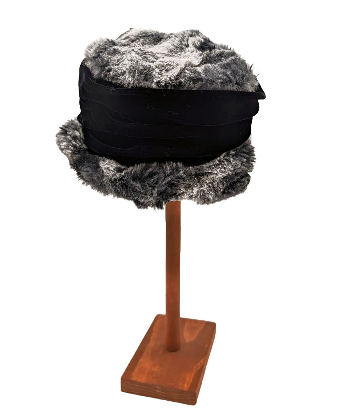 Ana Cloche, Back View | Cloudwalk Shadow Faux Fur | Handmade in Seattle WA, USA | By Pandemonium Millinery