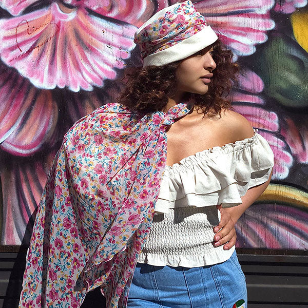 Lightweight spring accessory in Secret Garden from the Pandemonium Millinery Sale collection.
