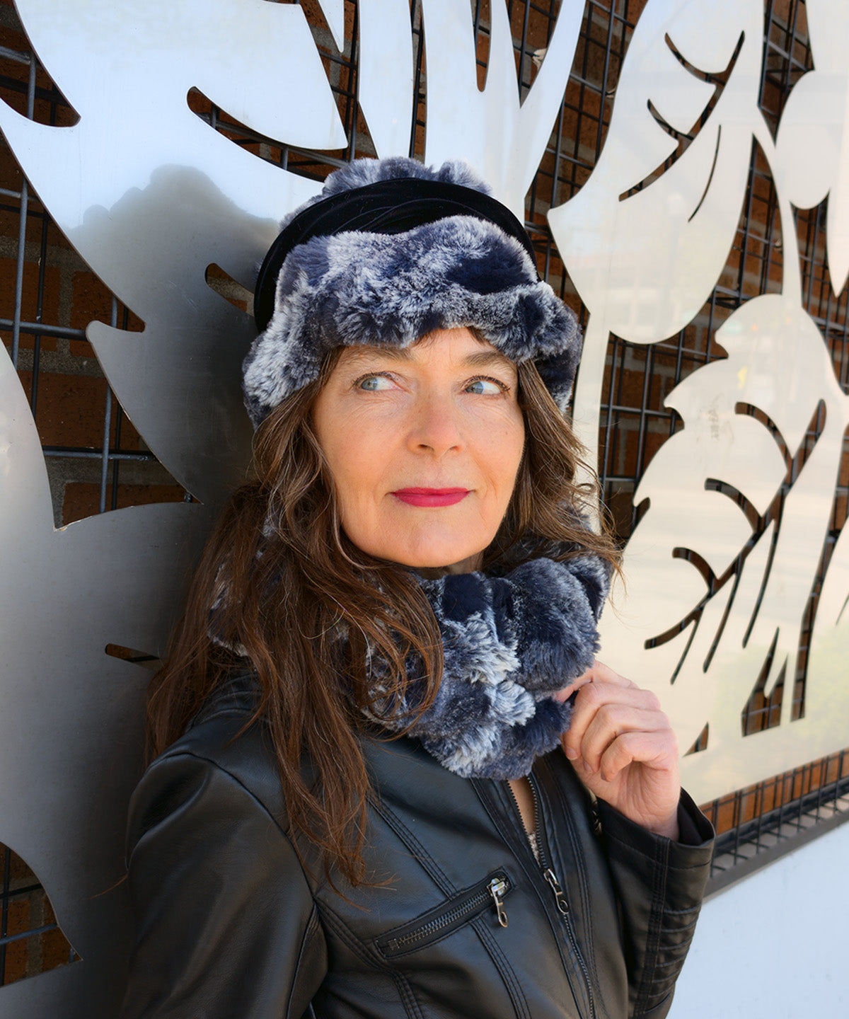 Woman wearing an Ana Cloche Hat | Front view | Cloudwalk in Shadow Faux Fur | Seattle, WA USA