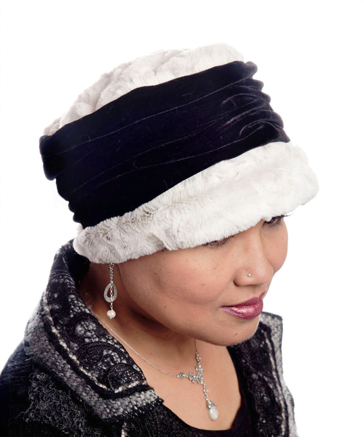 Ana Cloche Hat Style - Luxury Faux Fur in Winters Frost