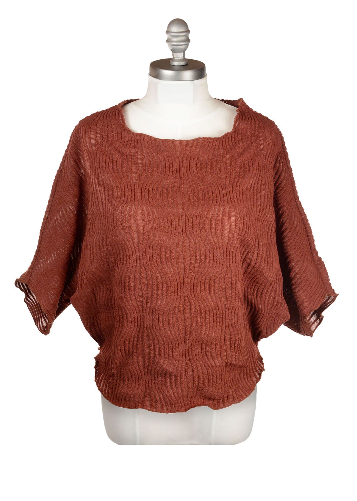 Product photo of the Batwing Top in Burnt Sienna, from the Fractal Collection. LYC and Pandemonium Seattle are handmade in Seattle, WA, USA.