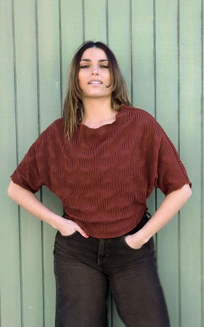 Model photo of the Batwing Top in Black, from the Fractal Collection. LYC and Pandemonium Seattle are handmade in Seattle, WA, USA.