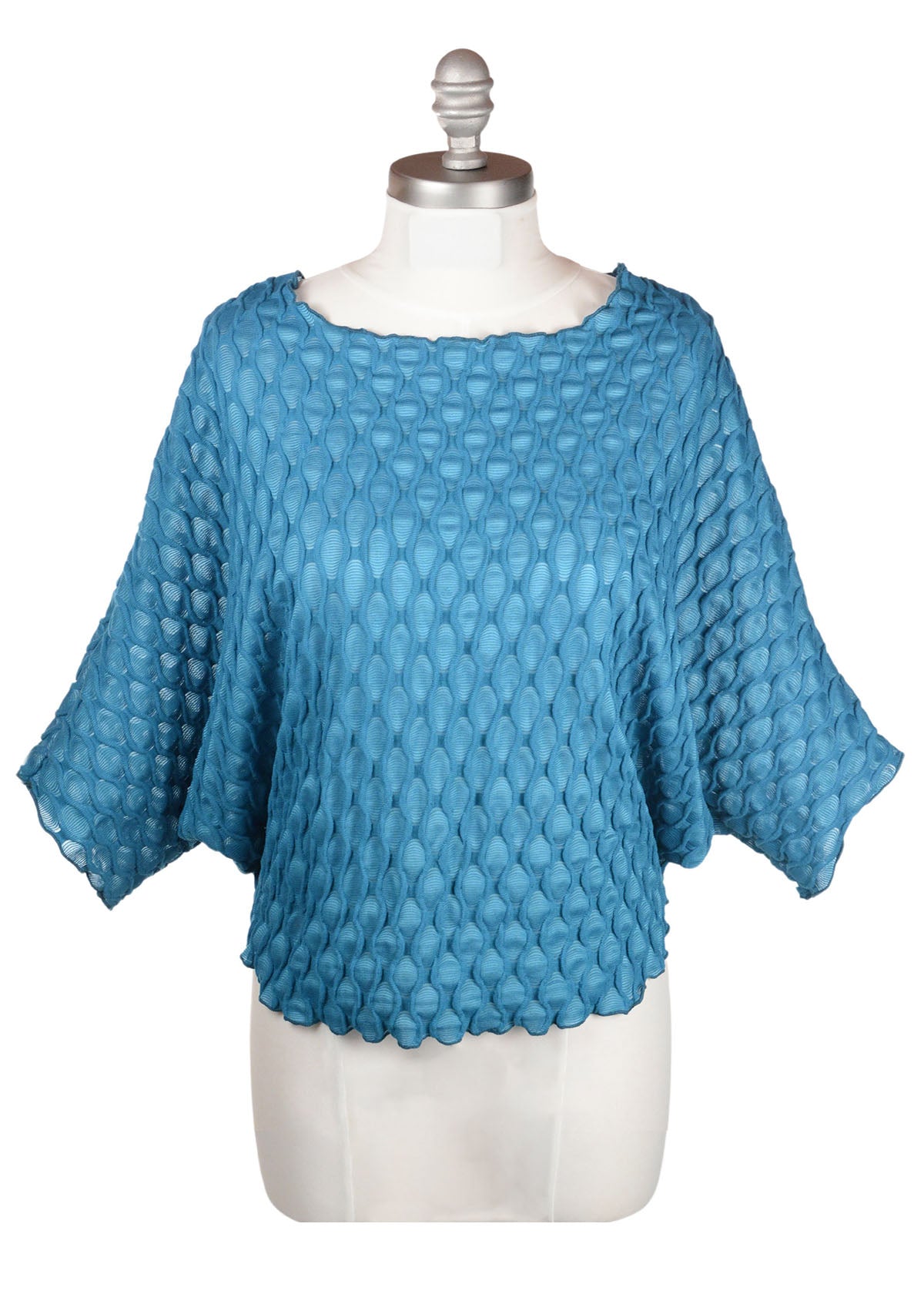 Product photo of the Batwing Top in Cerulean Blue, from the Fractal Collection. LYC and Pandemonium Seattle are handmade in Seattle, WA, USA.