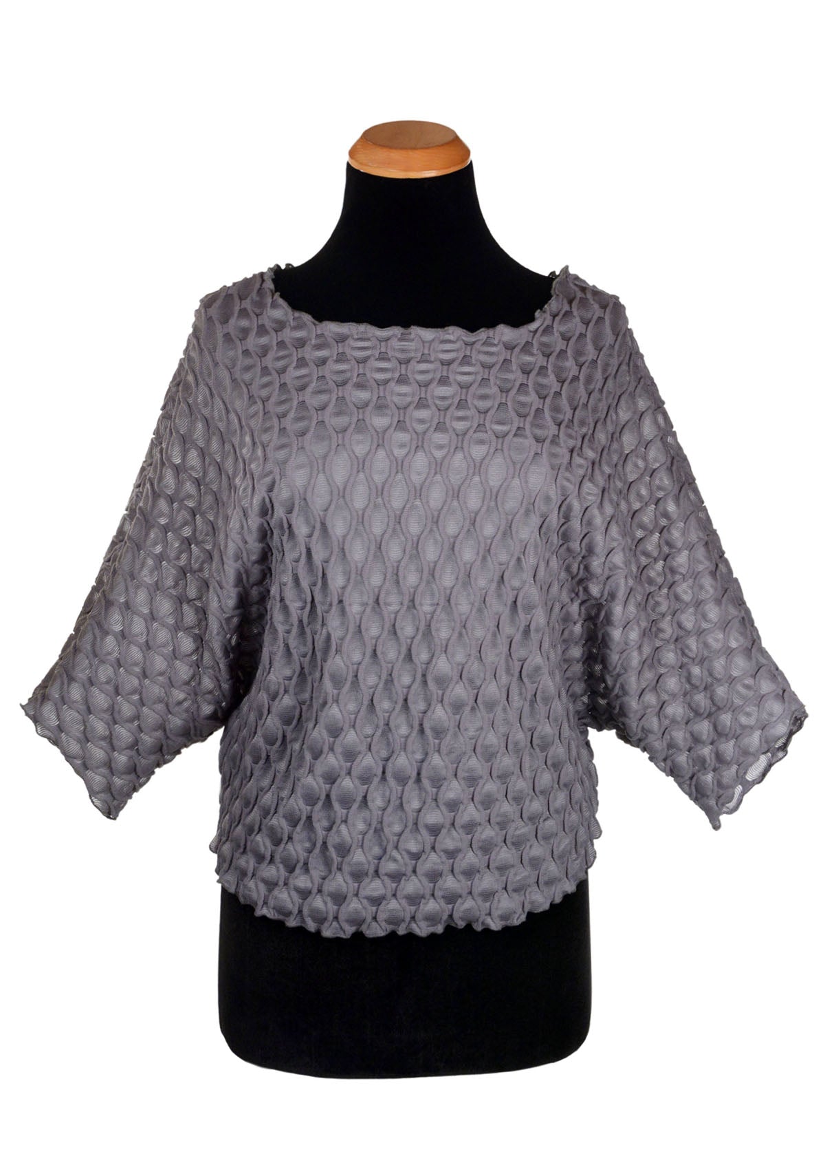 Product photo of the Batwing Top in Gray, from the Fractal Collection. LYC and Pandemonium Seattle are handmade in Seattle, WA, USA.