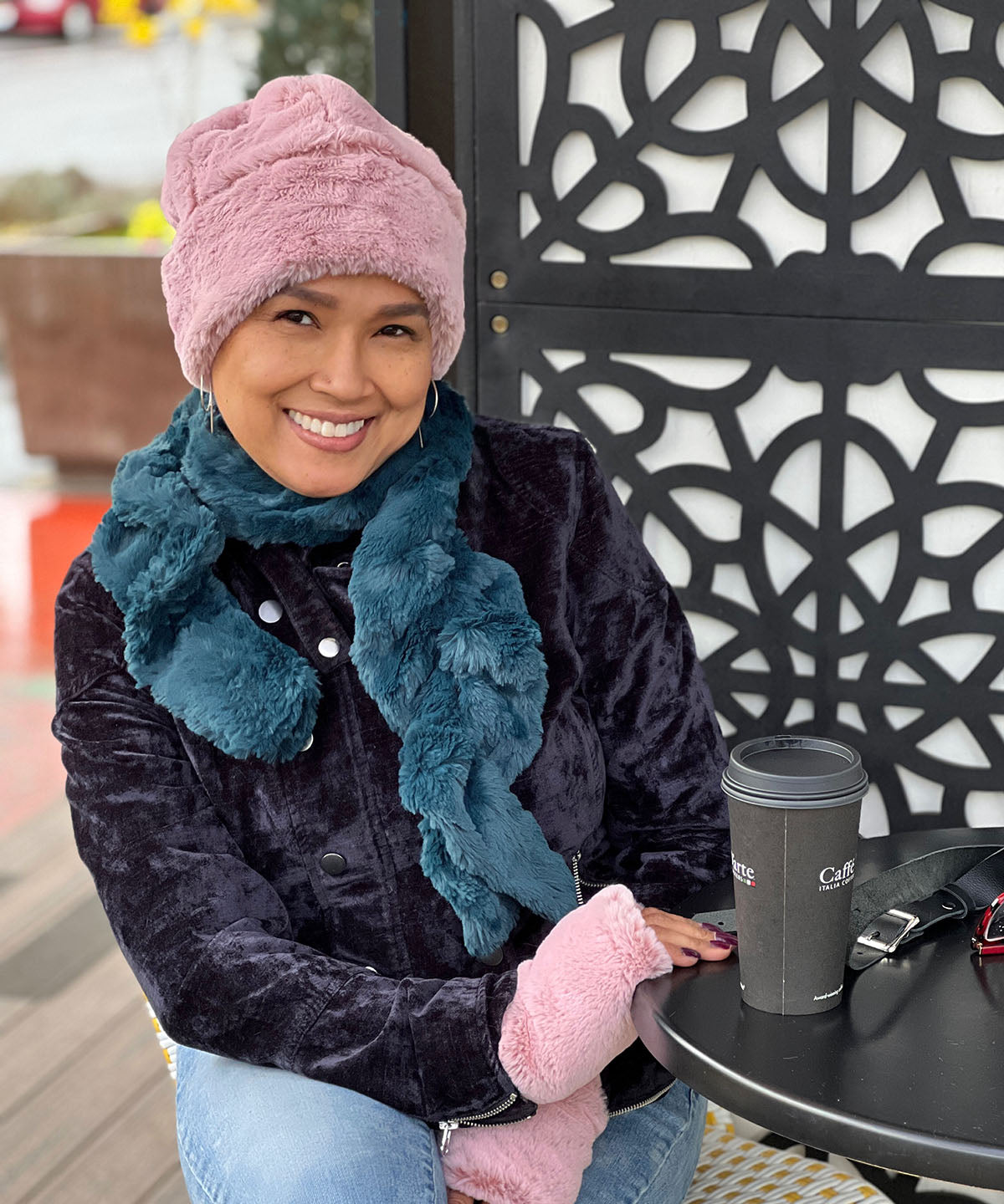 Reversible Beanie Style Hat in Frosted Cedar Faux Fur by Pandemonium Seattle. Handmade in Seattle, WA USA.