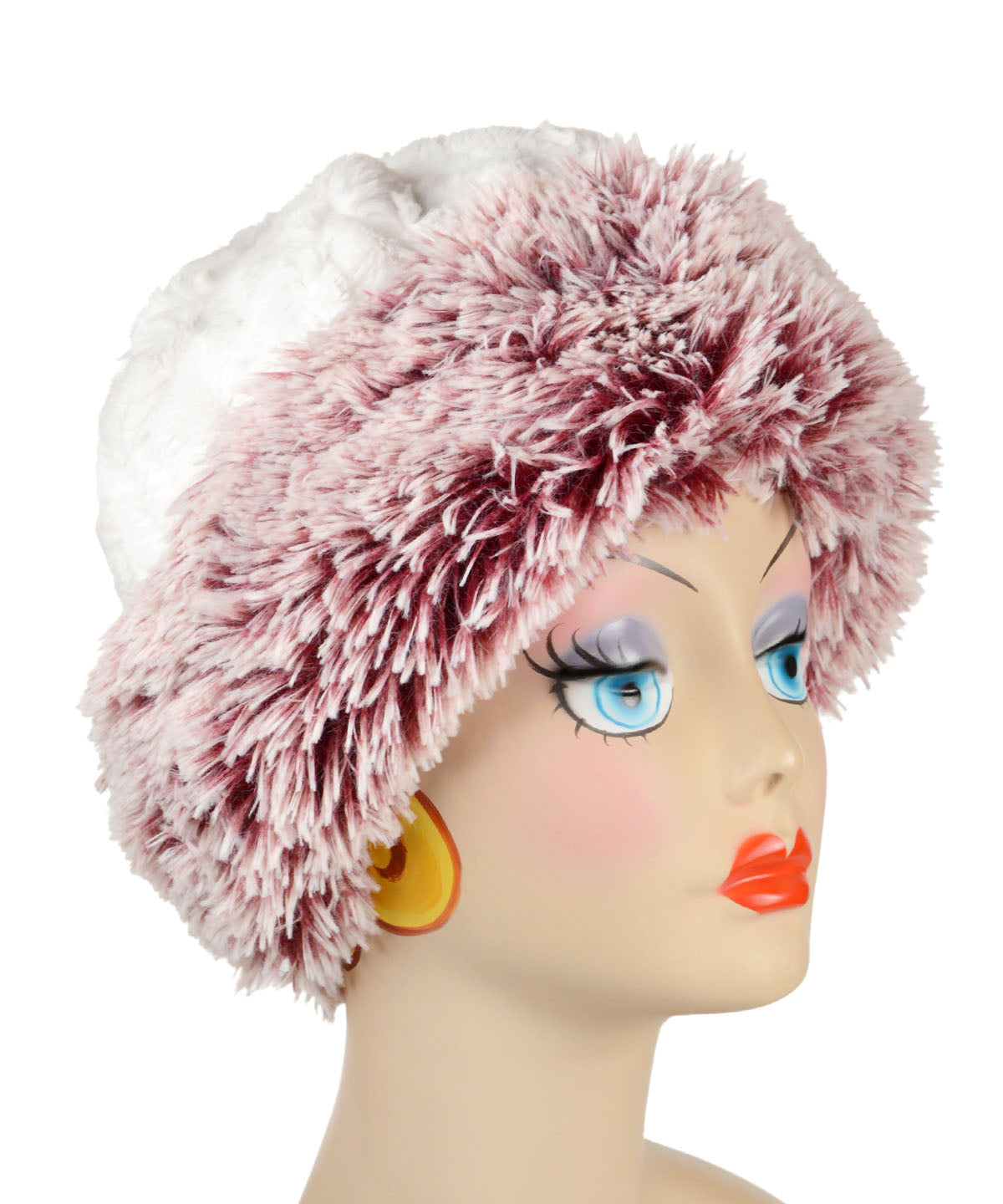 Fox Beanie Hat, Reversible - Fox Faux Fur with Assorted Faux Fur Liner (Limited - Cranberry Creek / Berry Foxy Combos)