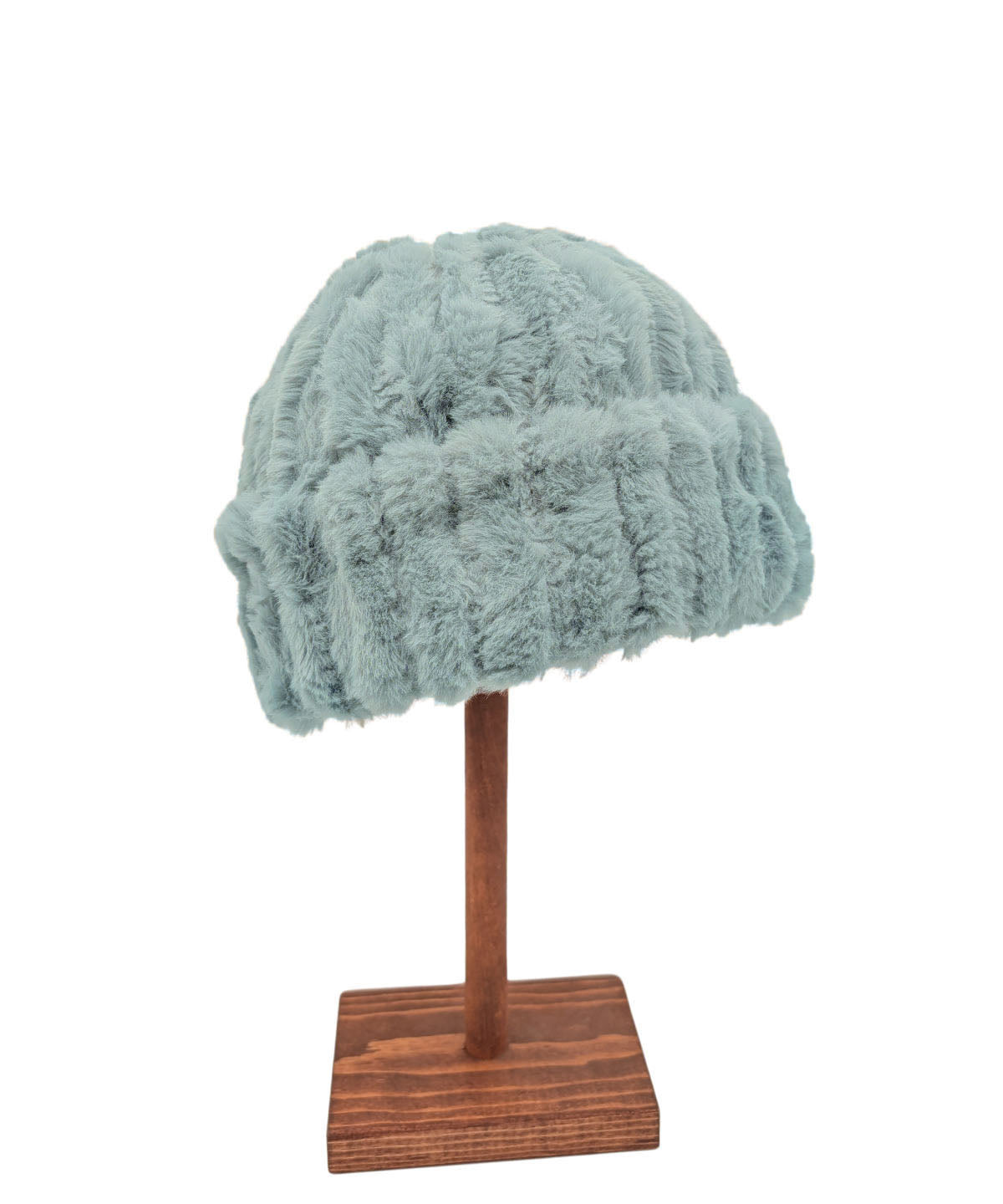Men's Reversible Beanie Hat | Cirrus Faux Fur in Blue Mist | Handmade in Seattle, WA, USA | By Pandemonium MIllinery