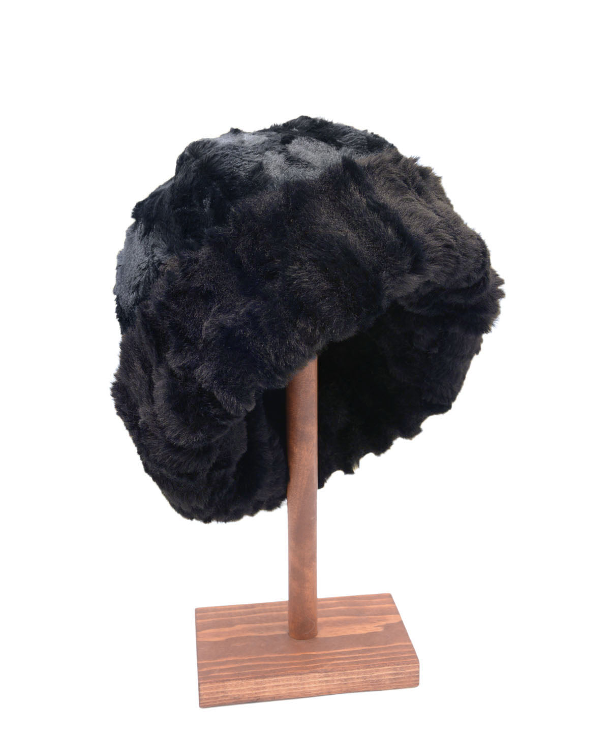 Reversible Men's Beanie | Cirrus Faux Fur in Shadow with Cuddly Black | SHown Revsered | Handmade in Seattle, WA, USA | By Pandemonium MIllinery