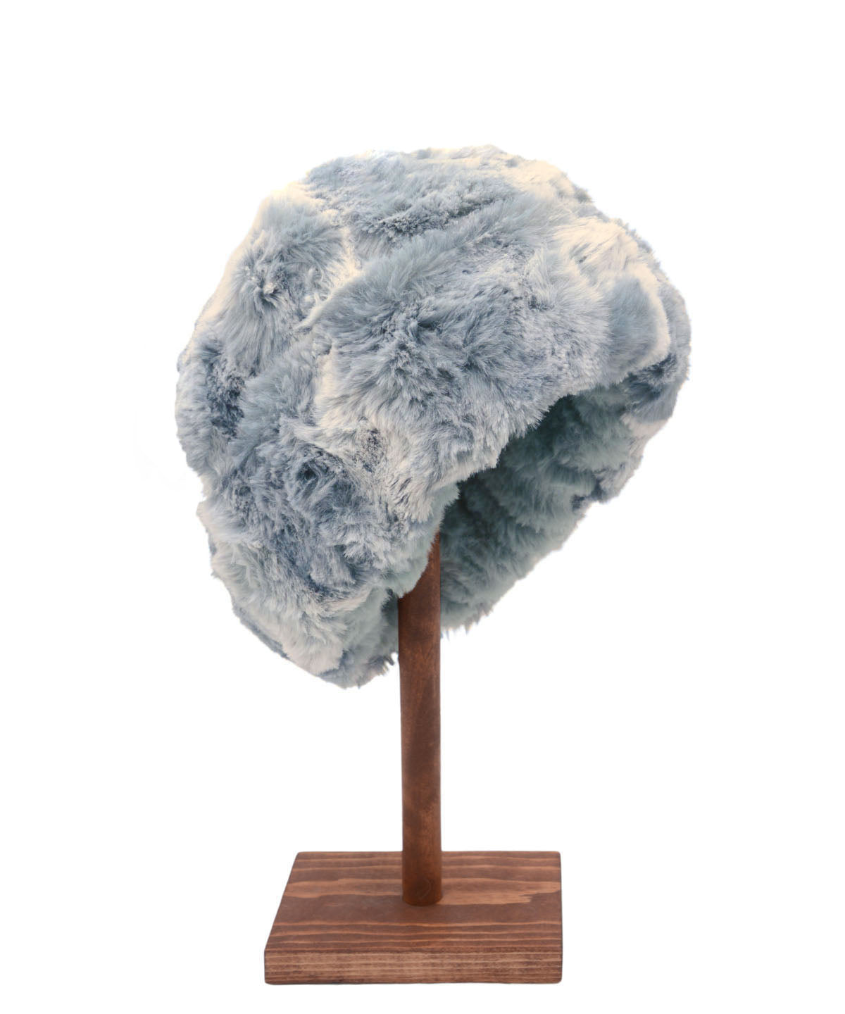 Men&#39;s Reversible Beanie | Cloudwalk and Cirrus Blue Mist Faux Fur  Handmade in Seattle, WA, USA | By Pandemonium MIllinery
