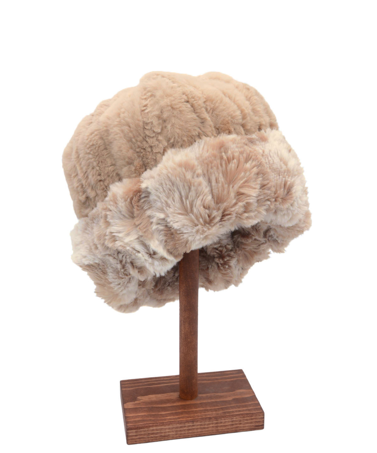 Men's Beanie  Hat Reversible | Cloudwalk and Cirrus Honey Faux Fur | Shown Reversed | Handmade in Seattle, WA, USA | By Pandemonium MIllinery