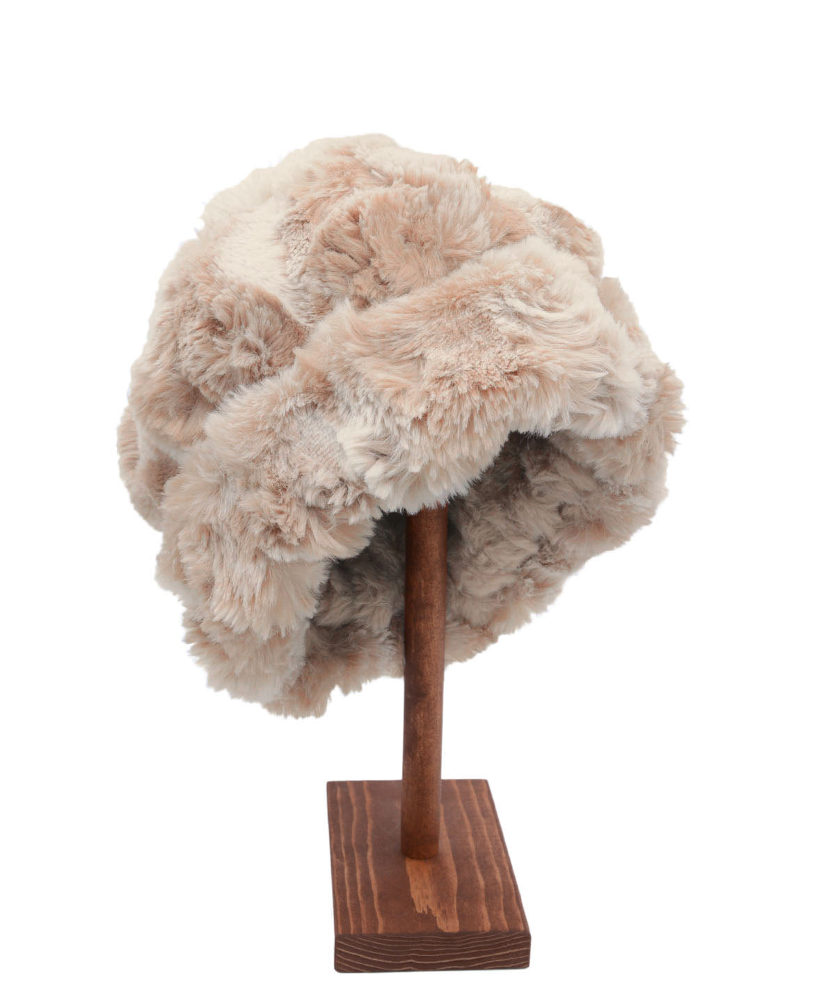 Men&#39;s Beanie  Hat Reversible | Cloudwalk and Cirrus Honey  Faux Fur  | Handmade in Seattle, WA, USA | By Pandemonium MIllinery