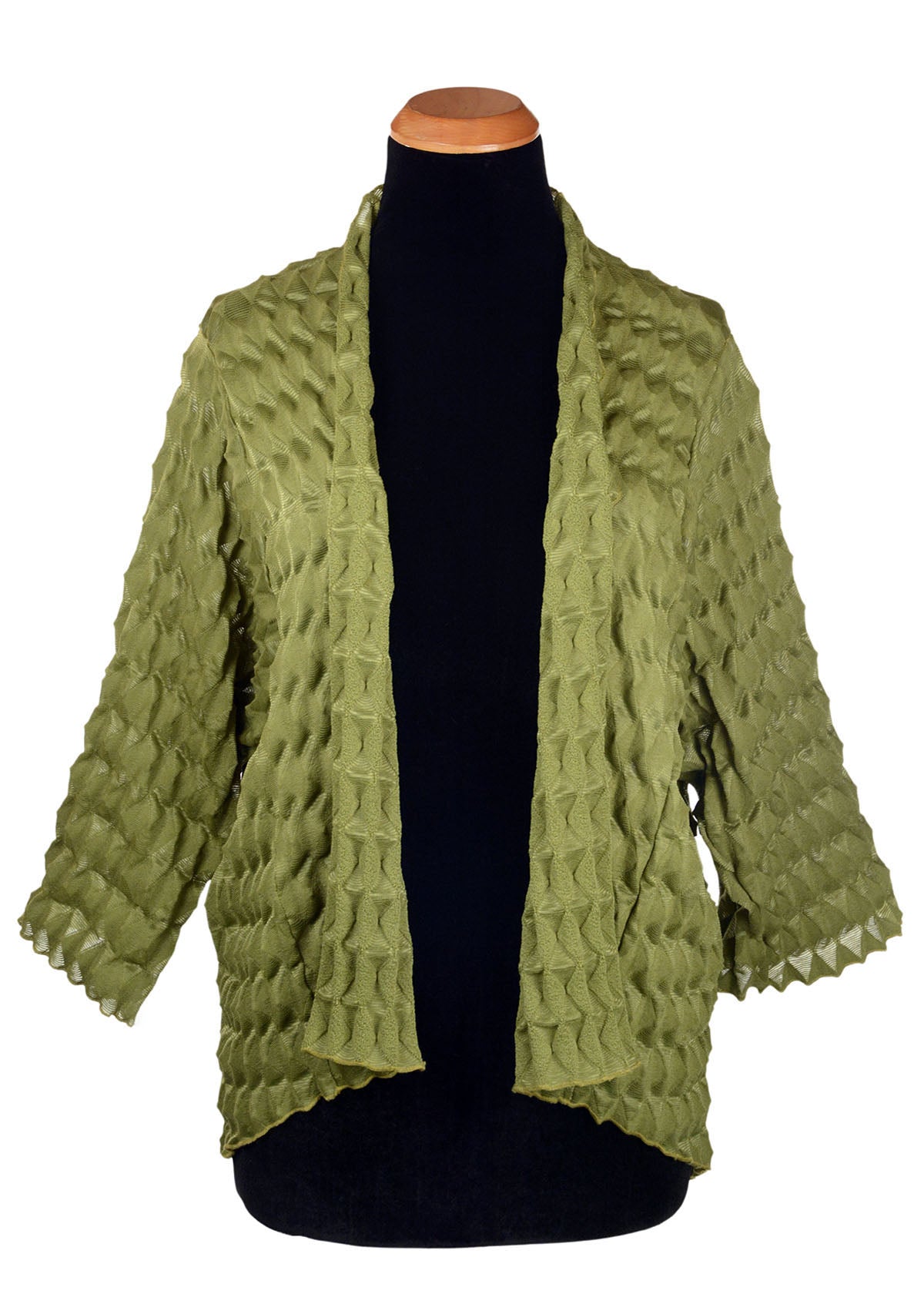 Product photo of the Fractal Collection Avocado Cardigan. LYC by Pandemonium is handmade in Seattle, WA, USA.