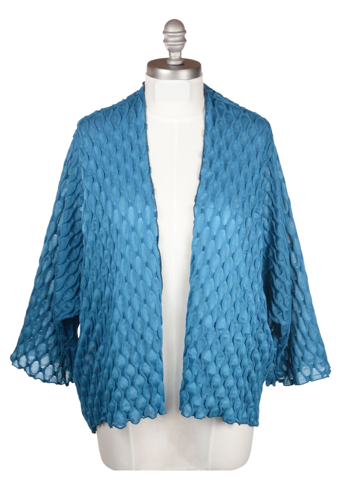 Product photo of the Fractal Collection Cerulean Blue Cardigan. LYC by Pandemonium is handmade in Seattle, WA, USA.
