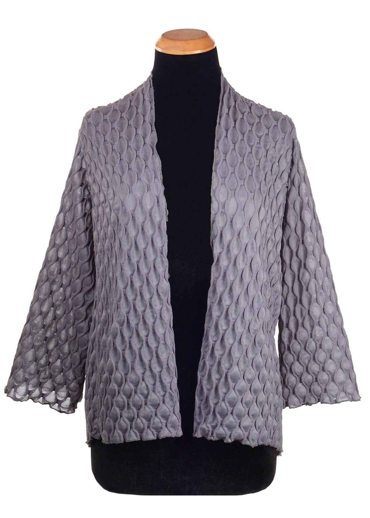 Product photo of the Fractal Collection Gray Cardigan. LYC by Pandemonium is handmade in Seattle, WA, USA.