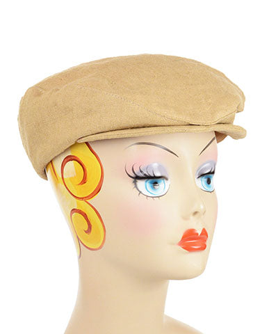 Charlie Driving Cap | Linen in Mustard | Handmade in Seattle WA By Pandemonium Millinery